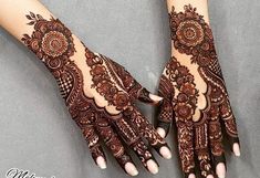 two hands with henna tattoos on them