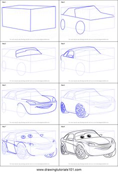 how to draw cars from the movie cars and trucks with pictures on them, including an image