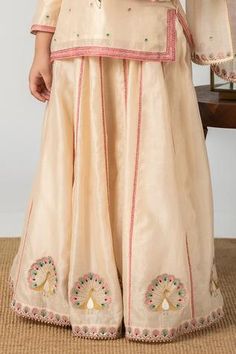 Shop for Boteh White Embroidered Lehenga Set For Girls Online at Aza Fashions Lace On Dupatta, Cutwork Lace, Peacock Motif, Motif Embroidery, Short Kurta, Gota Work, Embroidered Lehenga, Embroidered Dupatta, Embroidered Neckline