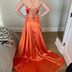 Never Worn, Unfortunately Unreturnable. Purchased From Stacee’s Uk. Size 6 Lace Up Back, Built In Cups, Slit Up The Right Leg. Prom Dress Orange, Dress Orange, Color Orange, Prom Dress, Beautiful Dresses, Built In, Prom Dresses, Prom, Lace Up