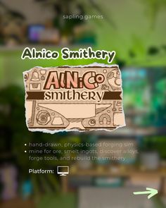 an advertisement for the game annc and smithery