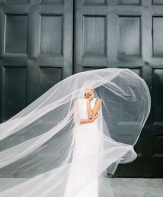 a woman in a wedding dress and veil