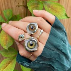 Strange Jewelry, Prosthetic Eye, Strange Rings, Eye Rings, Bangles Bracelets, Dope Jewelry, Easily Distracted, Funky Jewelry, Eye Ring