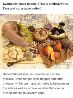 a table topped with lots of different types of mushrooms and other things on top of it