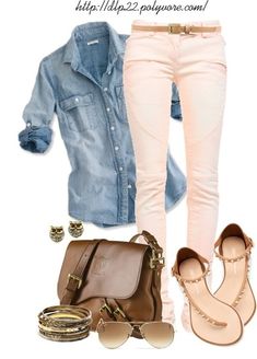 Fashion & Beauty / cute spring outfit. on we heart it / visual bookmark #52445182 Simple Spring Outfits, Bohol, Cute Spring Outfits, Neue Outfits, Mode Casual, Pink Pants, 가을 패션, Komplette Outfits