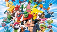 the pokemon movie poster with many different characters