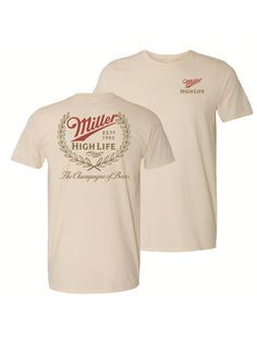 Officially licensed Miller High Life Champagne of Beers Front and Back Print T-Shirt. Made from 100% cotton, this white t-shirt features the "Miller High Life" logo printed on the front and back.Miller High Life Champagne Of Beers Front And Back Print T-Shirt White Casual  Short Sleeve  Letter,Slogan    Men Clothing, size features are:Bust: ,Length: ,Sleeve Length: Miller High Life, Life Logo, Gifts For Beer Lovers, High Life, Athletic Shirts, White Casual, White T Shirt, White Tshirt, White T