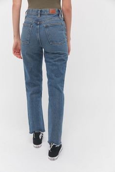 Rent High-Rise Slim Straight Jeans from Nuuly. Pick 6 items for $98/month. Free shipping + returns. Everyday Spring Pants With Standard Cut Leg, Spring Everyday Pants With Standard Cut Leg, High-rise Straight Fit Bottoms For Summer, High Rise Straight Fit Summer Bottoms, Spring Bottoms With Five Pockets And Standard Cut Leg, Everyday High Rise Straight Fit Bottoms, Denim Fits, Slim Straight Jeans, Style Tips