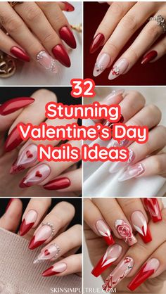 valentines day nails ideas Feb Nails, Nails February, Nails Funky, Nails Minimalist, Valentines Nail, Vday Nails, Nails Care, Nails Heart, Classy Acrylic