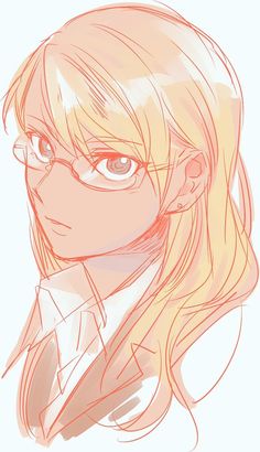 a drawing of a woman with glasses and blonde hair