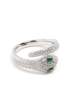 Silver Snake Ring For Formal Occasions, Silver Snake Ring Fine Jewelry, Fine Jewelry Silver Snake Ring, Luxury Silver Emerald Ring, Formal Diamond Snake-shaped Ring, Silver Snake-shaped Ring For Formal Occasions, Luxury Silver Snake Ring, Silver Snake-shaped Fine Jewelry Ring, Luxury Fine Jewelry Green Crystal Ring