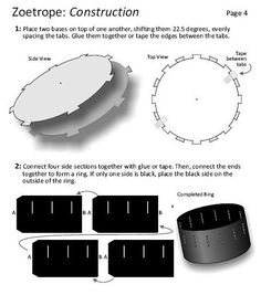 the instructions for how to make a zotetrope construction plan