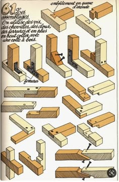 some woodworking diagrams with different types and shapes