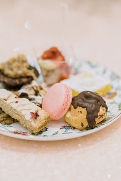 a plate with different types of pastries on it