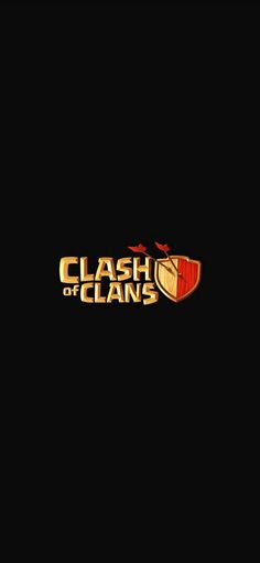 the clash of clans logo on a black background with red and yellow letters that spell out