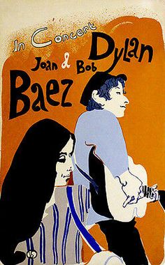 an old concert poster for the band's upcoming album, in concert with joan and dylan baez