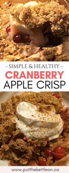 cranberry apple crisp with whipped cream on top