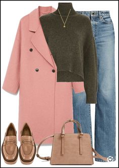 Pink Coat Outfit, Chique Outfit, Maple Sugar, Turtle Neck Sweater, Pink Coat, Anine Bing, Looks Chic, Casual Clothing