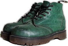 Green Leather Boots For Streetwear, Vintage Green Leather Boots, Green High-top Rugged Boots, Green Rugged High-top Boots, Vintage Dr Martens, Chunky Boots, Doc Martens, Dr. Martens, Soft Leather