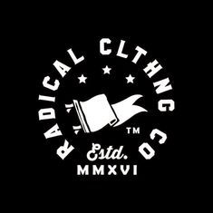 a black and white logo with an image of a hand holding a book in the middle