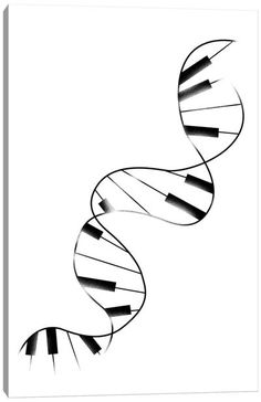 a black and white drawing of a double - stranded strand of piano keys, with the top one being curved upward