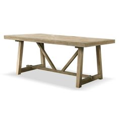 the table is made from wood and has an x - leg base with two crossed legs