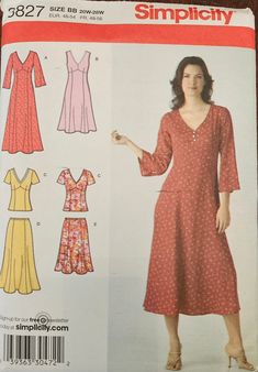 a woman's dress and top sewing pattern, with the sleeves rolled up in half