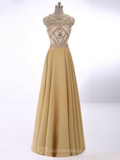 A-line Sleeveless Scoop Crystal Chiffon Floor-Length Dresses - Dorris Wedding Sleeveless Chiffon Dress With Sweep Train, Sleeveless Chiffon Dress With Sweep Train For Party, Elegant Sleeveless Chiffon Dress With Sweep Train, Sleeveless Chiffon Evening Dress With Sweep Train, Sleeveless Chiffon Dress With Sheer Bodice, Sleeveless Beige Maxi Dress For Prom, Sleeveless Maxi Dress With Sheer Bodice For Prom, Beige Sleeveless Chiffon Dress, Sleeveless Beige Evening Dress