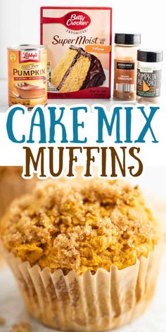 cake mix muffins with the title above it