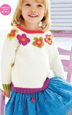 Fab Peppa Pig knitting pattern - details as shown in the photos PDF download only Knitting Kids Sweaters, Knitting Kids, Flower Sweater, Pdf Knitting Pattern, Knitting For Kids, Kids Sweater, Knitting Crochet, Peppa Pig, Baby Knitting