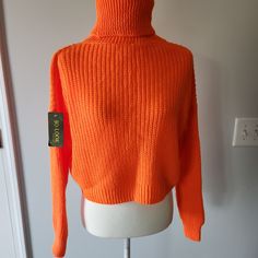 So Look Made In Italy Women's Orange Turtleneck Sweater One Size New With Tag. Excellent Condition No Flaws. Color Vibrant Orange. Measurements Pit To Pit 26" Inches Length 20" Inches I'm Happy To Answer Any Questions. Offers Welcome! Orange Fitted Trendy Sweater, Trendy Fitted Orange Sweater, Fitted Trendy Orange Sweater, Orange Turtleneck, Pink Turtleneck Sweater, Black Turtleneck Sweater, Boxy Sweater, Ladies Turtleneck Sweaters, Orange Sweaters