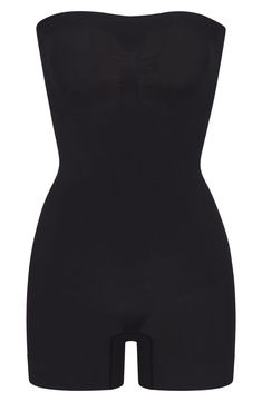 Feel supported in this curve-hugging shaper bodysuit with a strapless design and leg coverage from Kim Kardiashian's iconic SKIMS. Removable, adjustable straps 82% nylon, 18% spandex Machine wash, tumble dry Made in Turkey Shaper Bodysuit, Pretty Accessories, Fabric Gift Bags, Fabric Gifts, Free Fabric, Onyx, Adjustable Straps, Nordstrom, Fashion Outfits