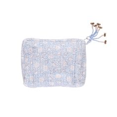 Clutch Move! Our Large and Small Quilted Pouches work perfectly as a gorgeous travel case or carry as a stylish clutch for an afternoon or evening out. Great for makeup, sunblock, jewelry when using for travel or pop your wallet, phone and lipgloss in when out to a casual lunch or dinner with friends. Each pouch has a nylon lining for easy cleaning and a zipper closure with a charming bell tassel detail. Large Quilted Pouches available in our boho chic patterns Blue Flower Drop, Light Blue Garde Blue Portable Pouch Cosmetic Bag, Portable Blue Pouch Cosmetic Bag, Portable Light Blue Pouch Bag, Portable Rectangular Light Blue Bag, Blue Rectangular Pouch For Daily Use, Rectangular Blue Pouch For Daily Use, Portable Blue Travel Pouch, Portable Rectangular Pouch, Summer Travel Pouch With Removable Pouch