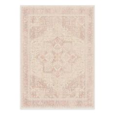 a beige rug with an intricate design on it