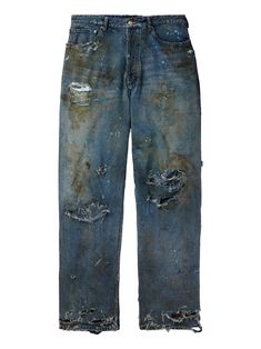 Balenciaga Super Destroyed Wide-leg Jeans S Demna Gvasalia, Japanese Denim, Wide Leg Jeans, Leg Jeans, Balenciaga, Wide Leg, Luxury Fashion, Blue