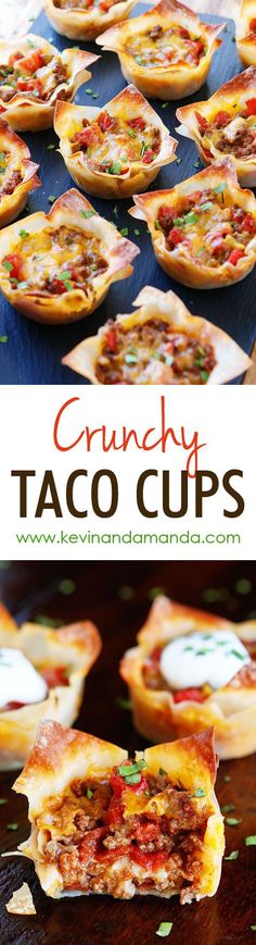 crunchy taco cups are an easy appetizer that is ready to be eaten