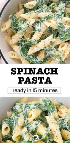 spinach pasta is ready in 15 minutes and it's so easy to make