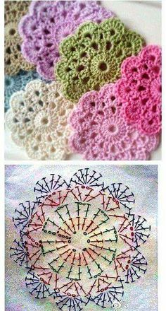 crocheted doily with different colors and patterns