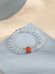 Blanco De moda Collar  piedra  Cuentas Embellished   Bisutería Basketball Diy, Cheap Casual Sports Beaded Bracelets, Basketball Stuff, Basketball Bracelet Pattern, Basketball Decor, Basketball Bracelet Diy, Basketball Beaded Bracelet, Basketball Bracelet, Team-colored Bracelets For Sports