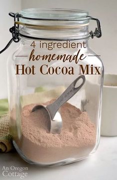 homemade hot cocoa mix in a glass jar