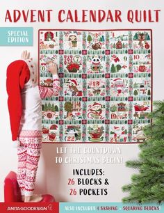 Grab your embroidery hoops and a festive fat quarter bundle for this exciting (and absolutely adorable) Advent Calendar Quilt! We've taken the classic "25 Days 'til Christmas" countdown and turned it into a fun and interactive quilt the whole family can enjoy for Christmases to come. Each block is adorned with festive animals and holiday motifs, from hot cocoa to Santa and his sleigh! Each day in the count down features a corresponding pocket file that will get stitched out first, with the block Advent Calendar Quilt, Santa And His Sleigh, Calendar Quilts, Cool Advent Calendars, Anita Goodesign, Advent Calenders, The Count, Christmas Quilt, The Blocks