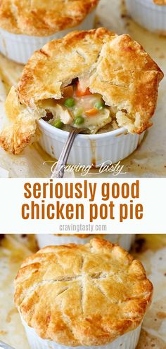 chicken pot pie is shown with the crust removed from it