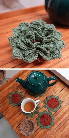 Decorative Flower Crochet Coasters Crochet Succulent, Crochet Beautiful, Crochet Coasters Free Pattern, Crochet Cup Cozy, Crochet Christmas Gifts, Crochet Cactus, Crochet Coaster Pattern, Crochet Table, Crochet Plant