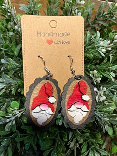 hand painted. Santa Gnome, Raleigh Nc, Jewelry Earrings Dangle, Dangle Drop Earrings, Dangle Earrings, Jewelry Earrings, Ships, Hand Painted, Drop Earrings