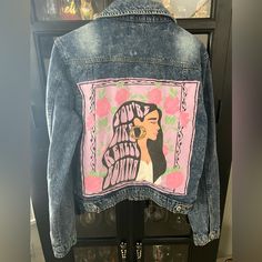 This Is A One Of A Kind Designed Denim Jacket With Hand Sewn On Print On The Back. It Reads “You’re Like Really Bonita. Meaning: (Beautiful,Pretty) Hand Sewn, Jean Coat, Jean Jacket, Hand Sewing, Denim Jacket, Color Blue, Jackets & Coats, Jackets For Women, Sewing