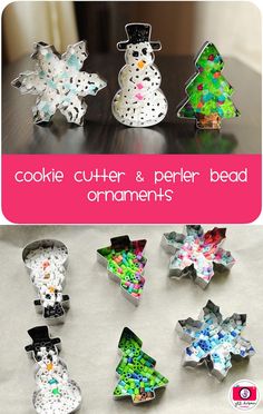 Beaded Ornaments Diy, Homemade Cookie, Bead Ornaments, Ornaments Homemade, Christmas Decorations For Kids, Handmade Christmas Decorations, Christmas Crafts For Kids, Christmas Cookie, Perler Bead