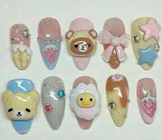 3d Kawaii Nails, Rilakkuma Nails, Gel Acrylics, A Very Hungry Caterpillar, Nyc Nails, Japanese Nails