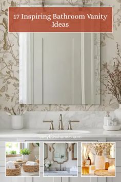 Explore 17 inspiring bathroom vanity decor ideas featuring stylish accents, chic mirrors, and textural elements using 4 captivating images to ignite your creativity!