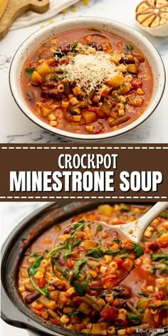 crockpot minestone soup with spinach and corn