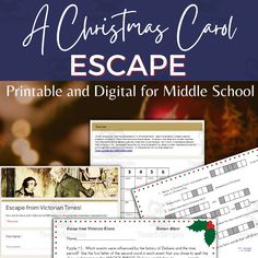 christmas carol escape printables and digital for middle school students to use in the classroom